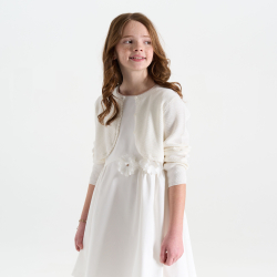 سترة بوليرو من التريكو، باللون البني الفاتح للفتيات